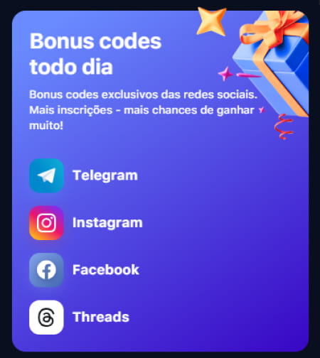 Códigos promocionais diários em nossas redes sociais 1 Win suporte e redes sociais em Brasil